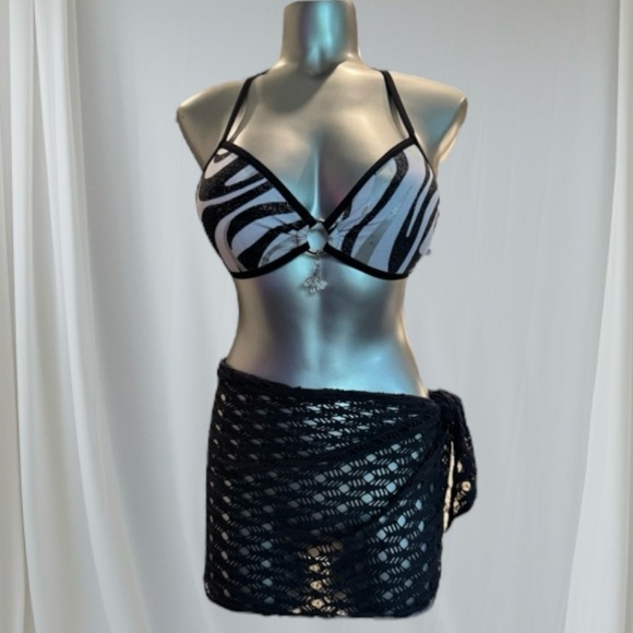 💟🇨🇦Vintage Chic Black Crochet Swim Coverup - Picture 10 of 13